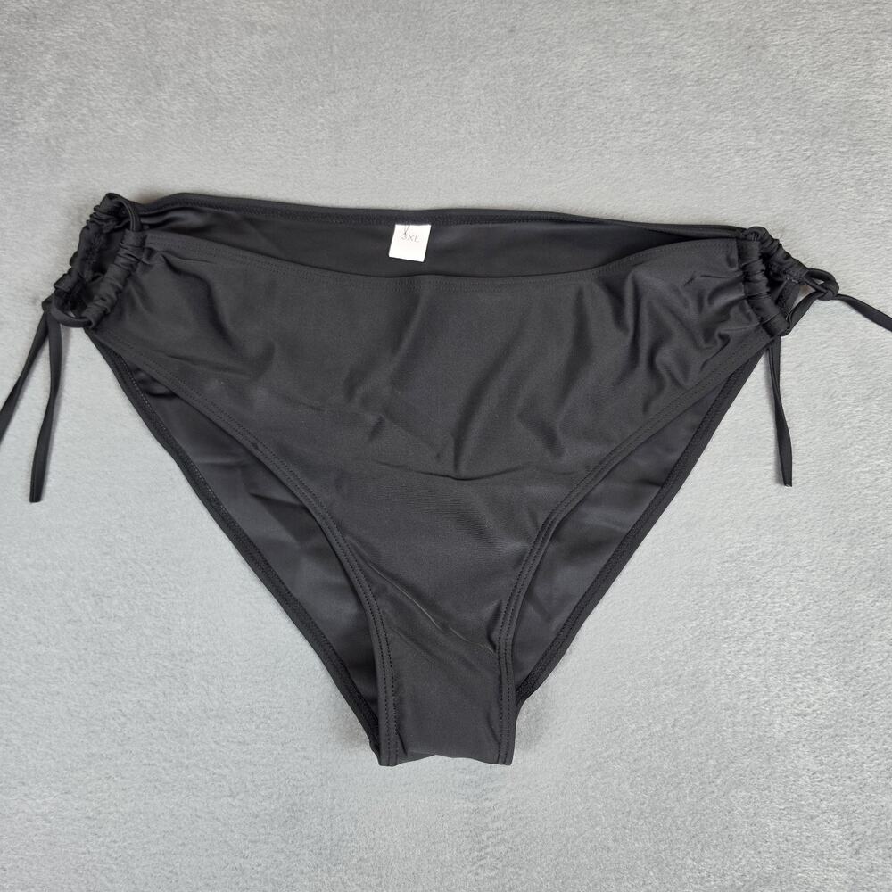 Women's Black Bikini Bottom Size 3XL Adjustable Side Tie Swim Brief Plus Size